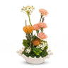 Reema Bloom Flower in Vase – Mixed White, Pink and Orange Floral Arrangement with Greenery